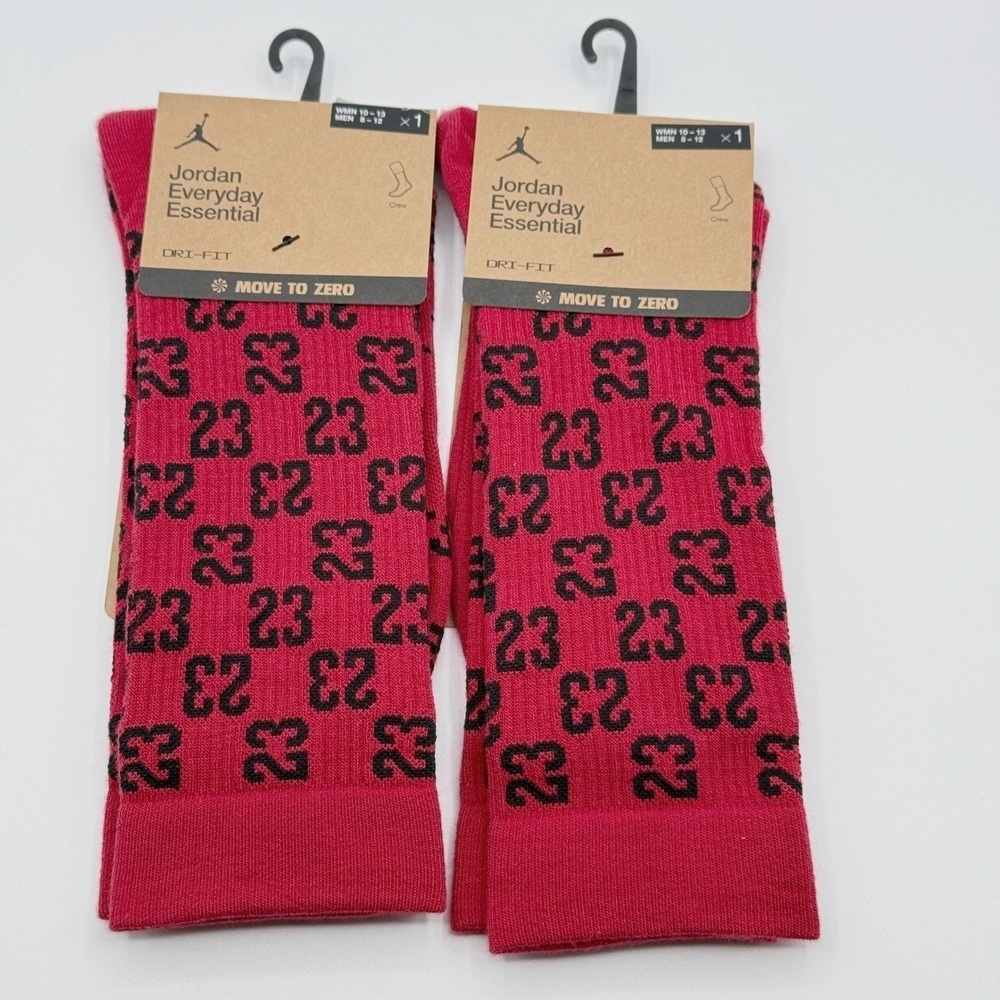 Jordan 23 Monogram Socks (Lot of 2) Size 8 - 12 Mens Red/Black, NEW